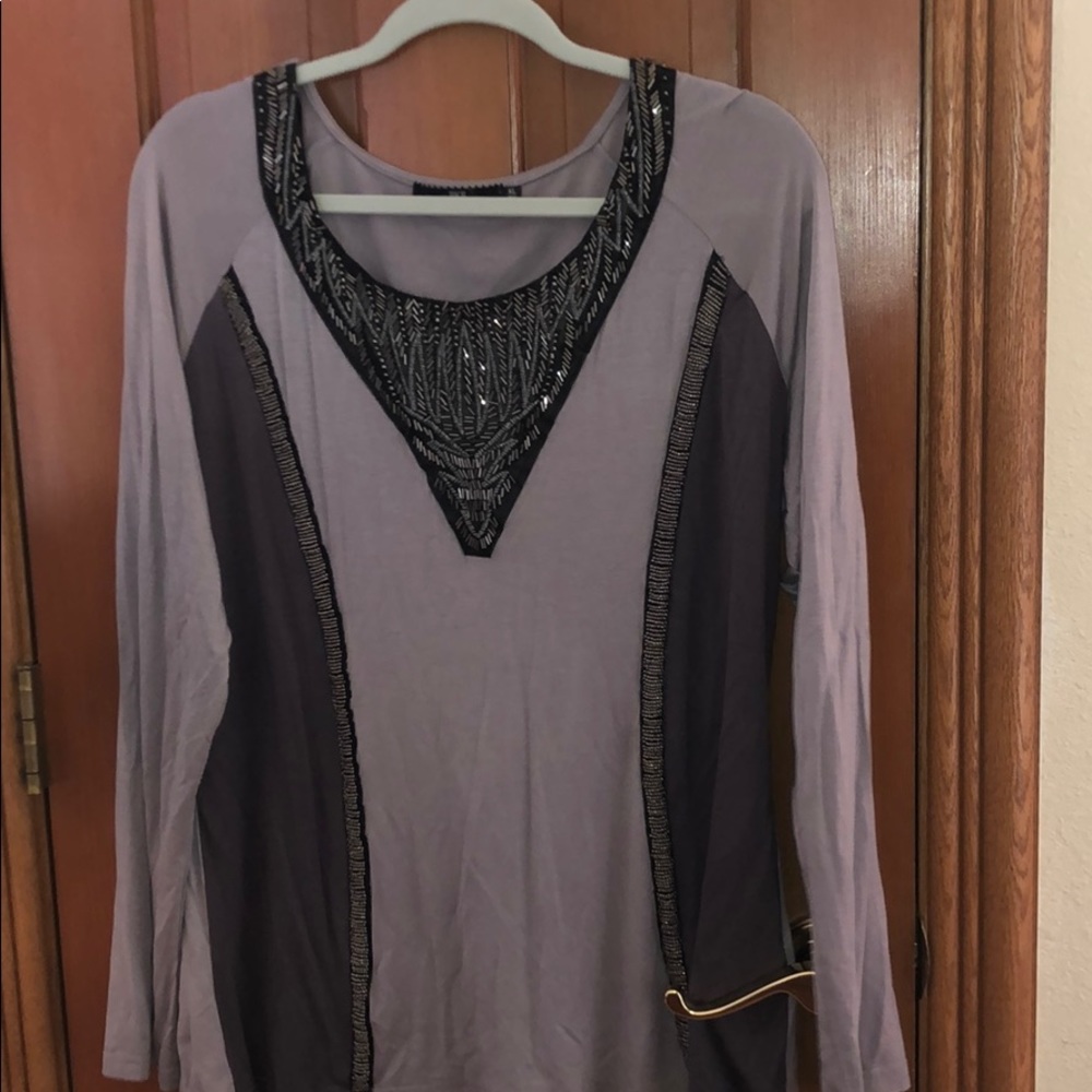 COPY - Two toned  gray embellished top